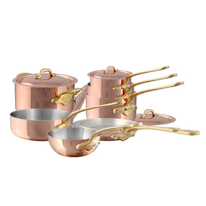 Mauviel 1830 M'Heritage M'150 B 12-Piece Copper Cookware Set With Brass Handles