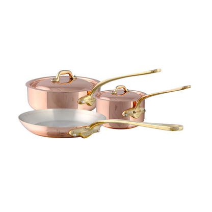 Mauviel 1830 M'Heritage M'150 B 5-Piece Copper Cookware Set With Brass Handles