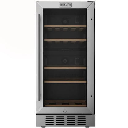Empava 15-Inch Dual Zone Built-In Wine Cooler, 26-Bottle, Reversible Glass Door, Stainless Steel, EMPV-WC10D