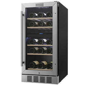 Empava 15-Inch Dual Zone Built-In Wine Cooler, 26-Bottle, Reversible Glass Door, Stainless Steel, EMPV-WC10D