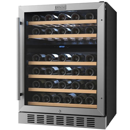 Empava 24-Inch Dual Zone Built-In Wine Cooler, 46-Bottle, Stainless Steel, EMPV-WC12D