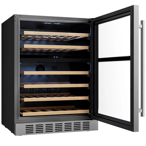 Empava 24-Inch Dual Zone Built-In Wine Cooler, 46-Bottle, Stainless Steel, EMPV-WC12D