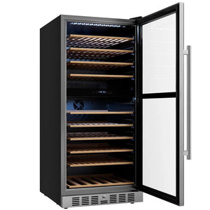 Empava 24-Inch Dual Zone Freestanding Wine Cooler, 119-Bottle, Stainless Steel, EMPV-WC14D