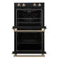 FORNO Espresso Vomero 30" 10 cu. ft. Electric Double Wall Oven in Black with Antique Brass Accents, FBOEL1324-30BLK