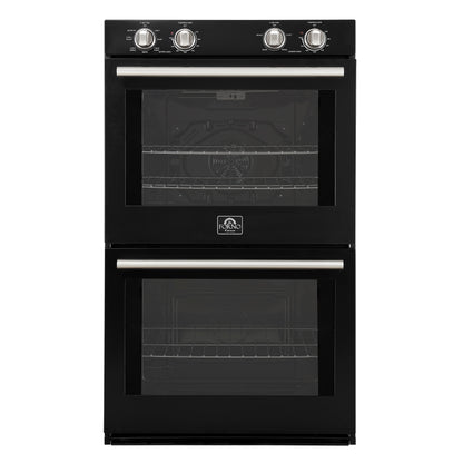 FORNO Espresso Vomero 30" 10 cu. ft. Electric Double Wall Oven in Black with Stainless Steel Accents, FBOEL1324-30BLK