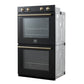 FORNO Espresso Vomero 30" 10 cu. ft. Electric Double Wall Oven in Black with Antique Brass Accents, FBOEL1324-30BLK