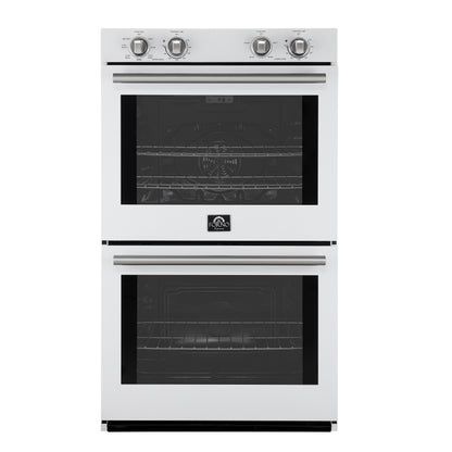 FORNO Espresso Vomero 30" 10 cu. ft. Electric Double Wall Oven in White with Stainless Steel Accents, FBOEL1324-30WHT