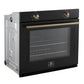 FORNO Espresso Vomero 30" 5 cu. ft. Electric Single Wall Oven in Black with Antique Brass Accents, FBOEL1370-30BLK