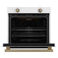 FORNO Espresso Vomero 30" 5 cu. ft. Electric Single Wall Oven in White with Antique Brass Accents, FBOEL1370-30WHT