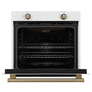 FORNO Espresso Vomero 30" 5 cu. ft. Electric Single Wall Oven in White with Antique Brass Accents, FBOEL1370-30WHT