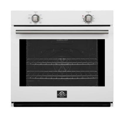 FORNO Espresso Vomero 30" 5 cu. ft. Electric Single Wall Oven in White with Stainless Steel Accents, FBOEL1370-30WHT