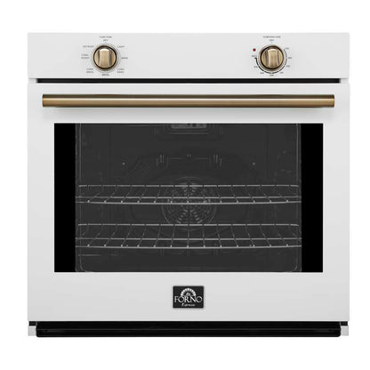 FORNO Espresso Vomero 30" 5 cu. ft. Electric Single Wall Oven in White with Antique Brass Accents, FBOEL1370-30WHT