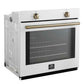 FORNO Espresso Vomero 30" 5 cu. ft. Electric Single Wall Oven in White with Antique Brass Accents, FBOEL1370-30WHT