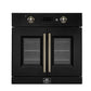 FORNO Asti 30" 3.58 cu. ft. French Door Electric Wall Oven with Air Fry, Self-Clean and Sous Vide in Black with Antique Brass Accents, FBOEL1333-30BLK