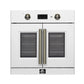 FORNO Asti 30" 3.58 cu. ft. French Door Electric Wall Oven with Air Fry, Self-Clean and Sous Vide in White with Antique Brass Accents, FBOEL1333-30WHT