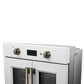 FORNO Asti 30" 3.58 cu. ft. French Door Electric Wall Oven with Air Fry, Self-Clean and Sous Vide in White with Antique Brass Accents, FBOEL1333-30WHT