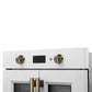 FORNO Asti 30" 3.58 cu. ft. French Door Electric Wall Oven with Air Fry, Self-Clean and Sous Vide in White with Antique Brass Accents, FBOEL1333-30WHT