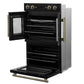 FORNO Asti 30" 7.36 cu. ft. French Door Double Electric Wall Oven with Air Fry, Self-Clean and Sous Vide in Black with Antique Brass Accents, FBOEL1340-30BLK
