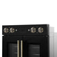 FORNO Asti 30" 7.36 cu. ft. French Door Double Electric Wall Oven with Air Fry, Self-Clean and Sous Vide in Black with Antique Brass Accents, FBOEL1340-30BLK