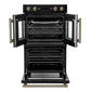 FORNO Asti 30" 7.36 cu. ft. French Door Double Electric Wall Oven with Air Fry, Self-Clean and Sous Vide in Black with Antique Brass Accents, FBOEL1340-30BLK