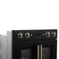 FORNO Asti 30" 7.36 cu. ft. French Door Double Electric Wall Oven with Air Fry, Self-Clean and Sous Vide in Black with Antique Brass Accents, FBOEL1340-30BLK