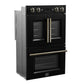FORNO Asti 30" 7.36 cu. ft. French Door Double Electric Wall Oven with Air Fry, Self-Clean and Sous Vide in Black with Antique Brass Accents, FBOEL1340-30BLK