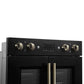 FORNO Asti 30" 7.36 cu. ft. French Door Double Electric Wall Oven with Air Fry, Self-Clean and Sous Vide in Black with Antique Brass Accents, FBOEL1340-30BLK