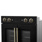 FORNO Asti 30" 7.36 cu. ft. French Door Double Electric Wall Oven with Air Fry, Self-Clean and Sous Vide in Black with Antique Brass Accents, FBOEL1340-30BLK
