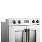 FORNO Asti 30" 7.36 cu. ft. French Door Double Electric Wall Oven with Air Fry, Self-Clean and Sous Vide in White with Antique Brass Accents, FBOEL1340-30WHT