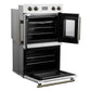 FORNO Asti 30" 7.36 cu. ft. French Door Double Electric Wall Oven with Air Fry, Self-Clean and Sous Vide in White with Antique Brass Accents, FBOEL1340-30WHT