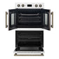 FORNO Asti 30" 7.36 cu. ft. French Door Double Electric Wall Oven with Air Fry, Self-Clean and Sous Vide in White with Antique Brass Accents, FBOEL1340-30WHT