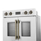 FORNO Asti 30" 7.36 cu. ft. French Door Double Electric Wall Oven with Air Fry, Self-Clean and Sous Vide in White with Antique Brass Accents, FBOEL1340-30WHT
