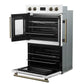 FORNO Asti 30" 7.36 cu. ft. French Door Double Electric Wall Oven with Air Fry, Self-Clean and Sous Vide in White with Antique Brass Accents, FBOEL1340-30WHT