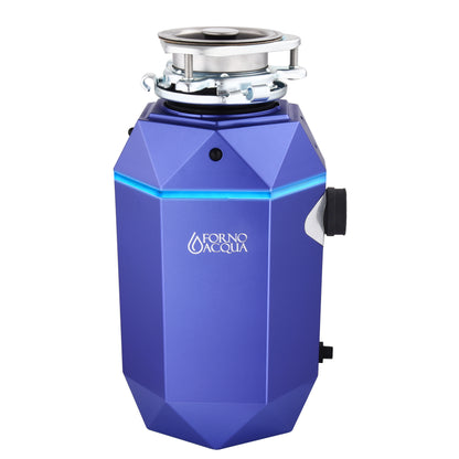 FORNO ACQUA BrightDiamond Amethyst 1 HP Ultra-Quiet Garbage Disposal with Motion Sensor Light & Pre-Wired Air Switch