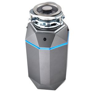 FORNO ACQUA BrightDiamond Black Onyx 1 HP Ultra-Quiet Garbage Disposal with Motion Sensor Light & Pre-Wired Air Switch