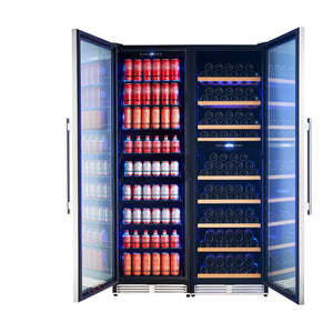 FORNO Avellina 48" 31.8 cu. ft. Side-by-Side Triple Zone Wine and Beverage Cooler, 427 Cans & 94 Wine Bottles Capacity, FWCDR6633-48S