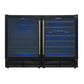 FORNO Gemello 48" Side-by-Side Wine and Beverage Cooler in Black with Antique Brass Handles, FWCDR6699-48BLK