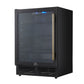 FORNO Frescolino 24" 188 Can Beverage Cooler with LED Lighting and Triple Glass Door in Black with Antique Brass Accents,  FWCDR6665-24BLK