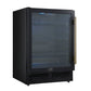 FORNO Frescolino 24" 188 Can Beverage Cooler with LED Lighting and Triple Glass Door in Black with Antique Brass Accents,  FWCDR6665-24BLK
