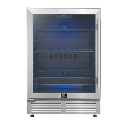 FORNO Frescolino 24" 188 Can Beverage Cooler with LED Lighting and Triple Glass Door in Stainless Steel,  FWCDR6665-24S