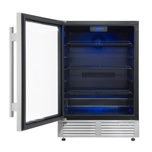 FORNO Frescolino 24" 188 Can Beverage Cooler with LED Lighting and Triple Glass Door in Stainless Steel,  FWCDR6665-24S