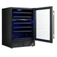 FORNO Bacchino 24" 51 Bottle 2 Zone Wine Cooler with LED Lighting and Triple Glass Door in Black with Antique Brass Accents, FWCDR6634-24KBLK