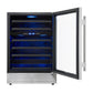 FORNO Bacchino 24" 51 Bottle 2 Zone Wine Cooler with LED Lighting and Triple Glass Door in Stainless Steel, FWCDR6634-24S