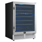 FORNO Bacchino 24" 51 Bottle 2 Zone Wine Cooler with LED Lighting and Triple Glass Door in Stainless Steel, FWCDR6634-24S