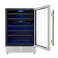 FORNO Bacchino 24" 51 Bottle 2 Zone Wine Cooler with LED Lighting and Triple Glass Door in White with Antique Brass Accents, FWCDR6634-24WHT