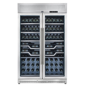 FORNO Abruzzo 48"  24 cu.ft. 102 Bottle Dual Zone Wine Cooler with Clear Acrylic Holders & Stainless Trim Shelves, FWCDR6611-48S