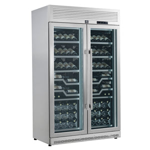 FORNO Abruzzo 48"  24 cu.ft. 102 Bottle Dual Zone Wine Cooler with Clear Acrylic Holders & Stainless Trim Shelves, FWCDR6611-48S