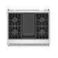 THOR Kitchen X Series 36" Professional Natural Gas Burner, Electric Oven Range with Self-Clean, XRD36E