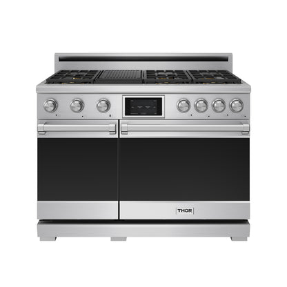 THOR Kitchen 38" Professional Natural Gas Dual Fuel Range with 7 Italian Brass Burners, Air Fry and Self-Clean, XRD48E