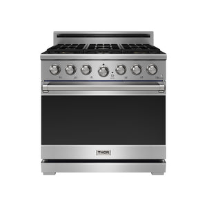 THOR Kitchen 36" 6 cu. ft. Professional Propane Gas Range with 6 Italian Brass Sealed Burners in Stainless Steel, XRG36ELP